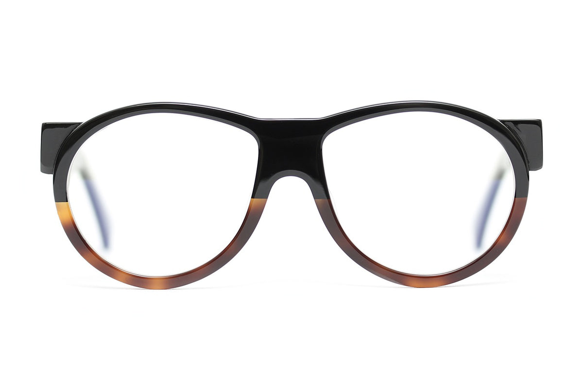 Henau Gaga Black and Tortoise eyeglasses, front view