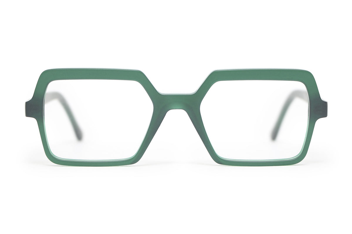 Henau Gluck Matte Green eyeglasses, front view