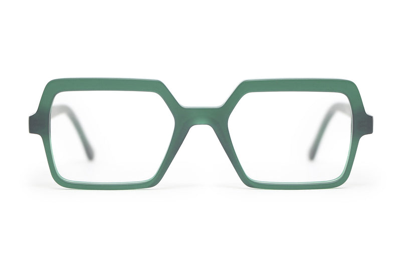Henau Gluck Matte Green eyeglasses, front view