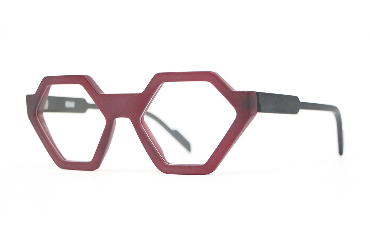 Henau Hector Matte Burgundy eyeglasses, angled view