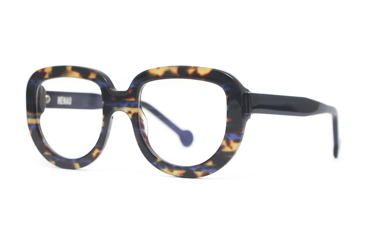 Henau Jota Blue Tortoise eyeglasses, angled view
