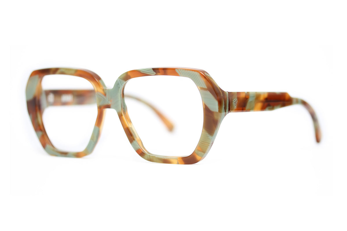 Henau Lanika Sage Havana eyeglasses, angled view