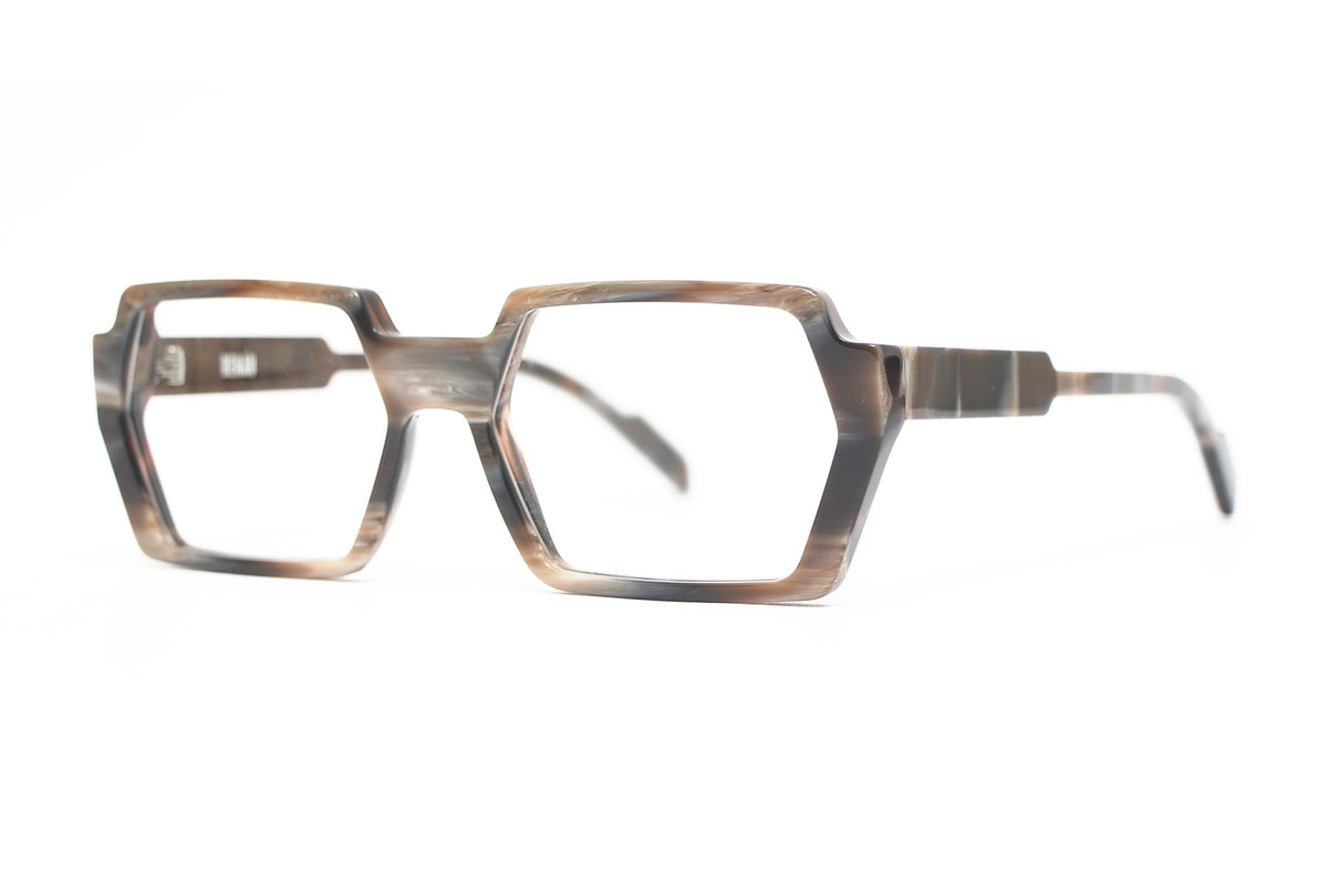 Henau Lector Grey Horn eyeglasses, angled view