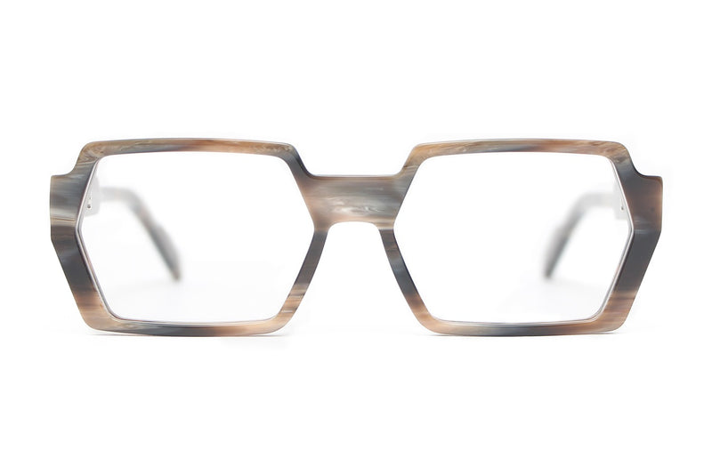 Henau Lector Grey Horn eyeglasses, front view
