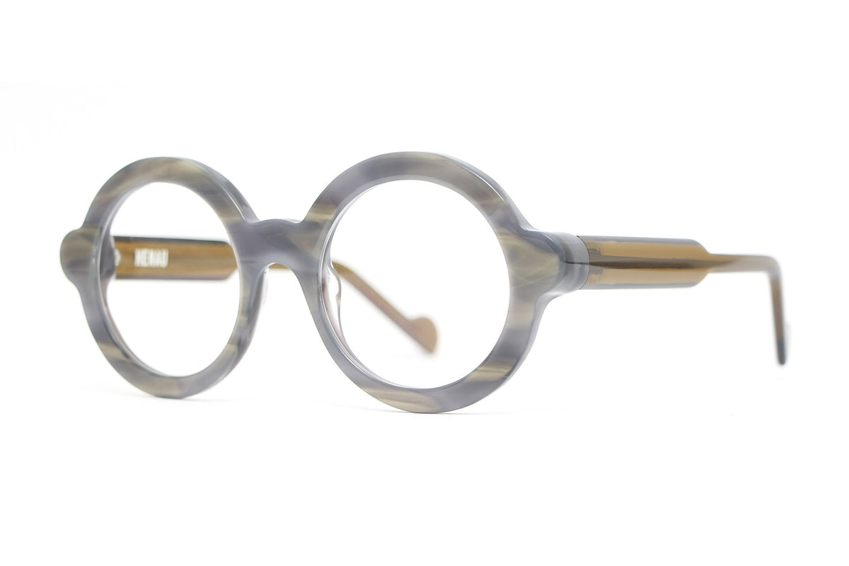 Henau Lunalus Grey Horn eyeglasses, angled view