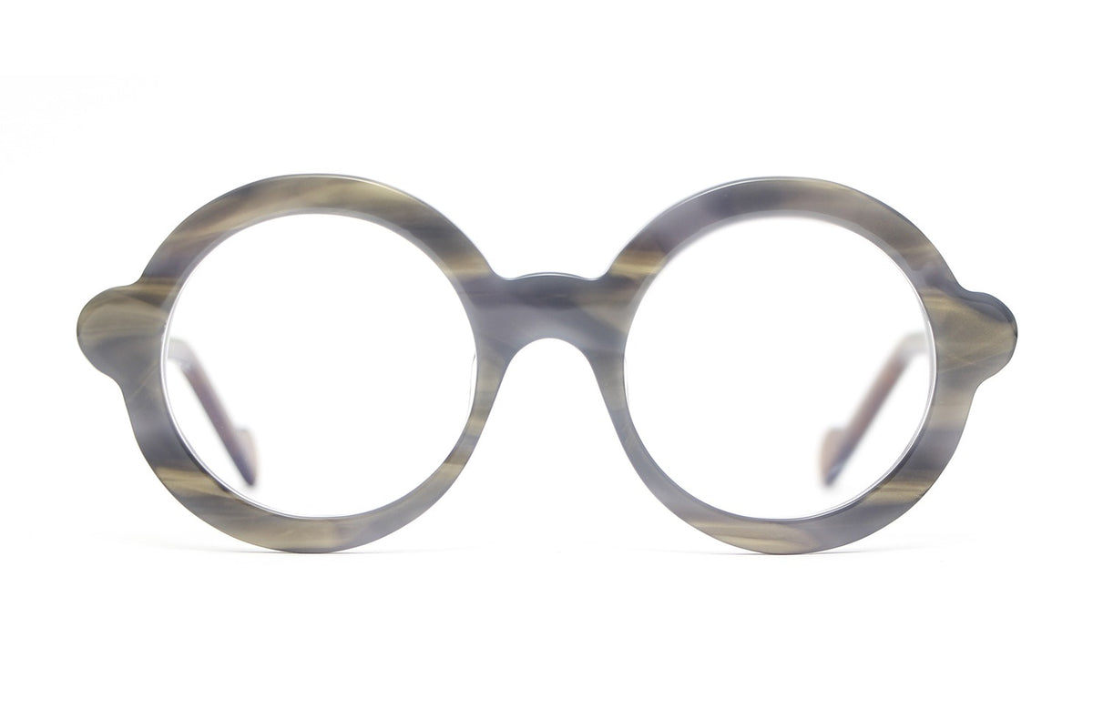 Henau Lunalus Grey Horn eyeglasses, front view
