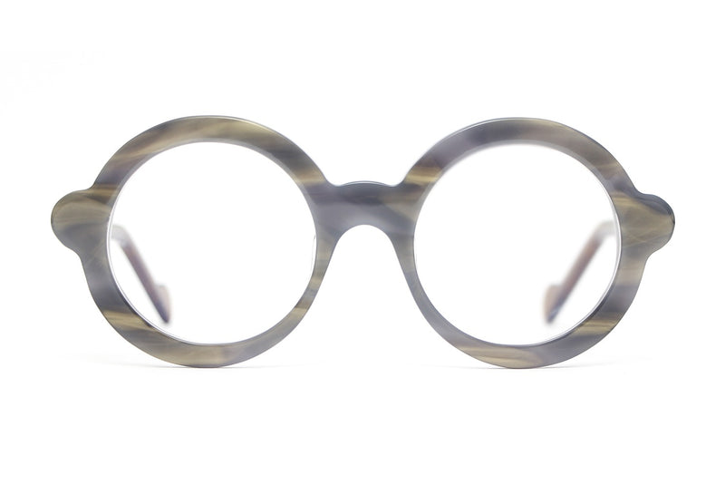 Henau Lunalus Grey Horn eyeglasses, front view