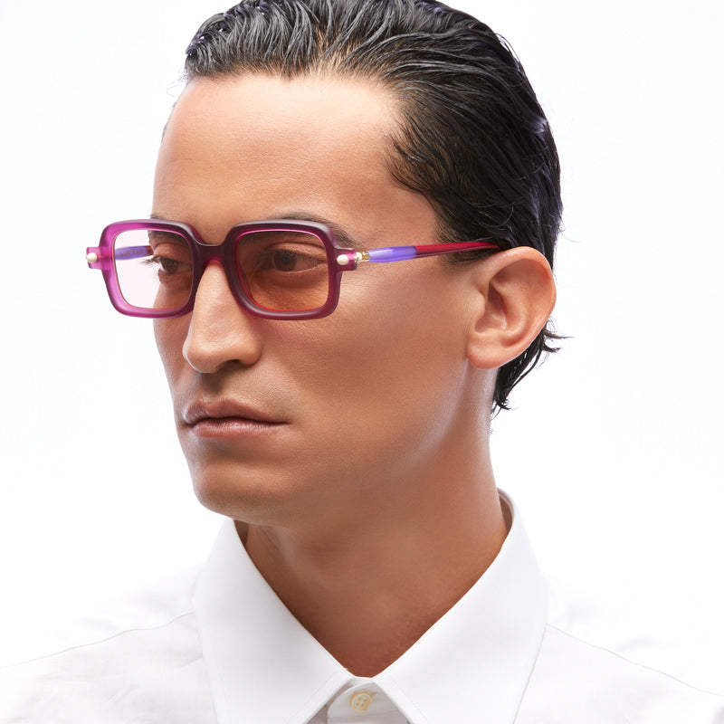 KUBORAUM Maske P2 Fuchsia Matt sunglasses, worn
