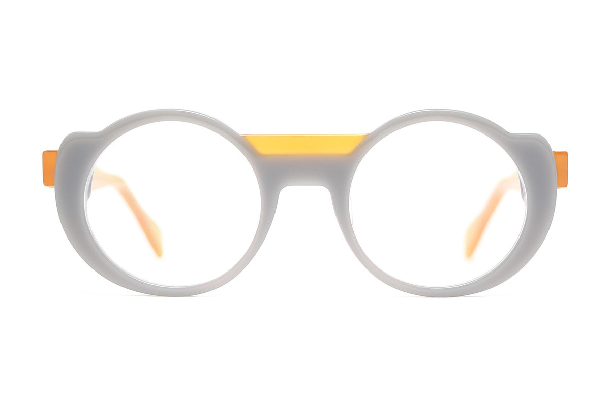 Henau Mucha Grey and Yellow eyeglasses, front view