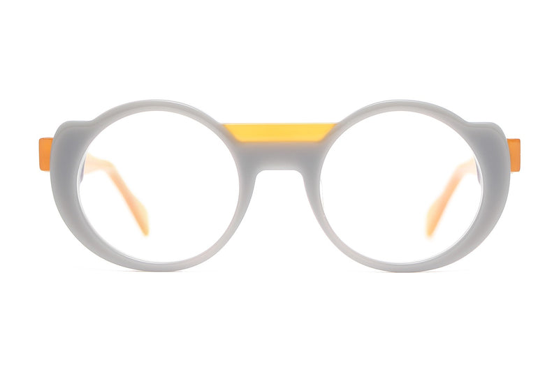 Henau Mucha Grey and Yellow eyeglasses, front view