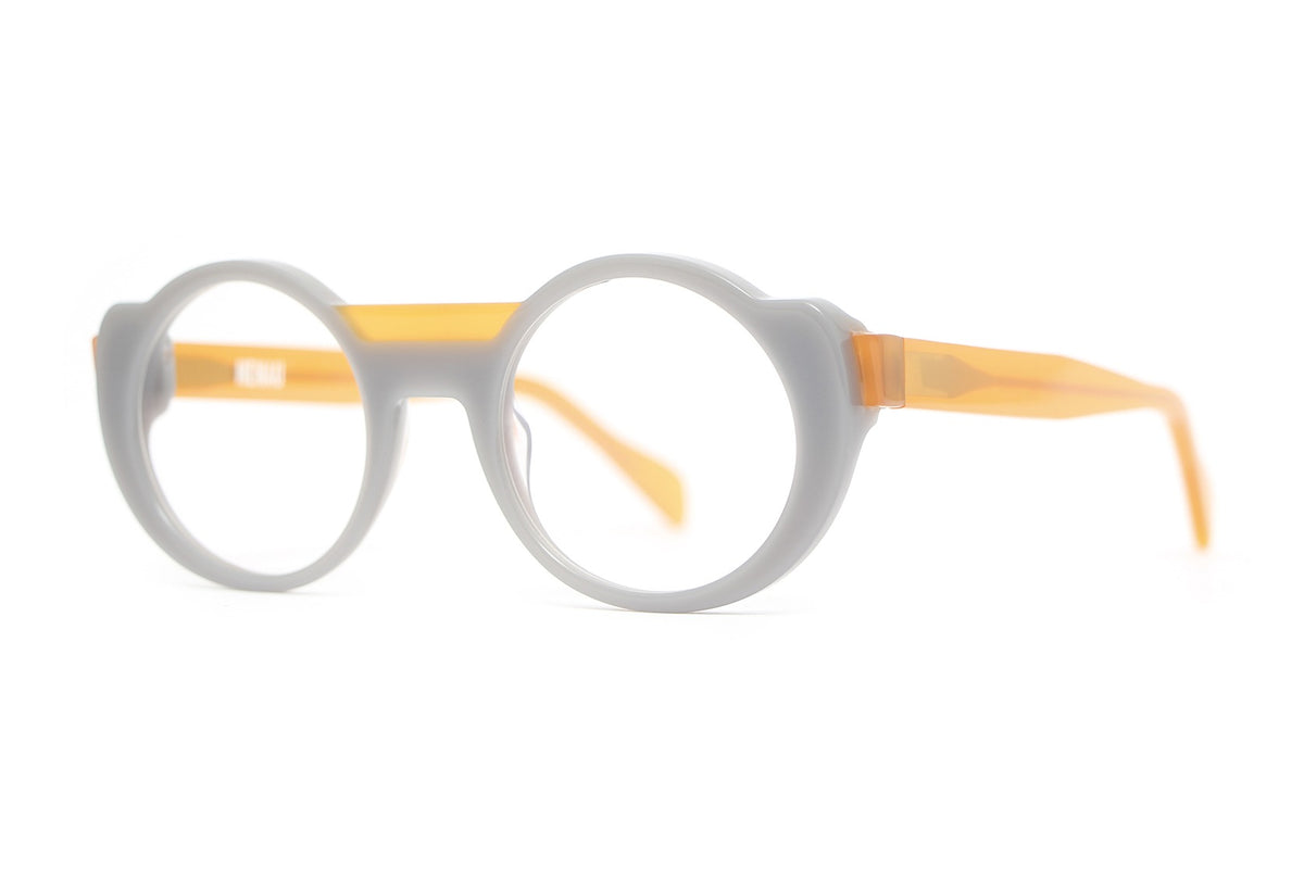 Henau Mucha Grey and Yellow eyeglasses, angled view