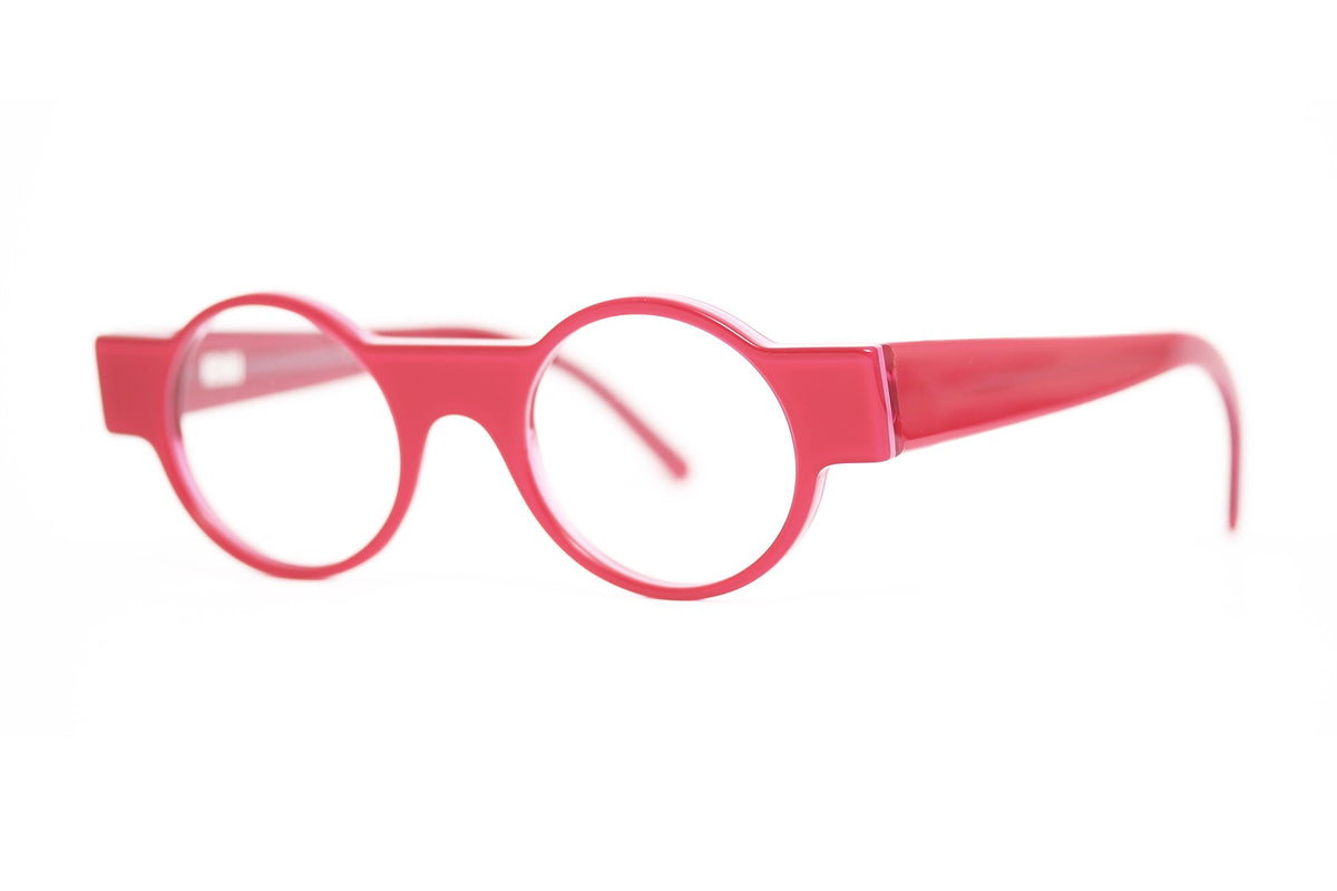 Henau Odorono Coral Pink eyeglasses, angled view