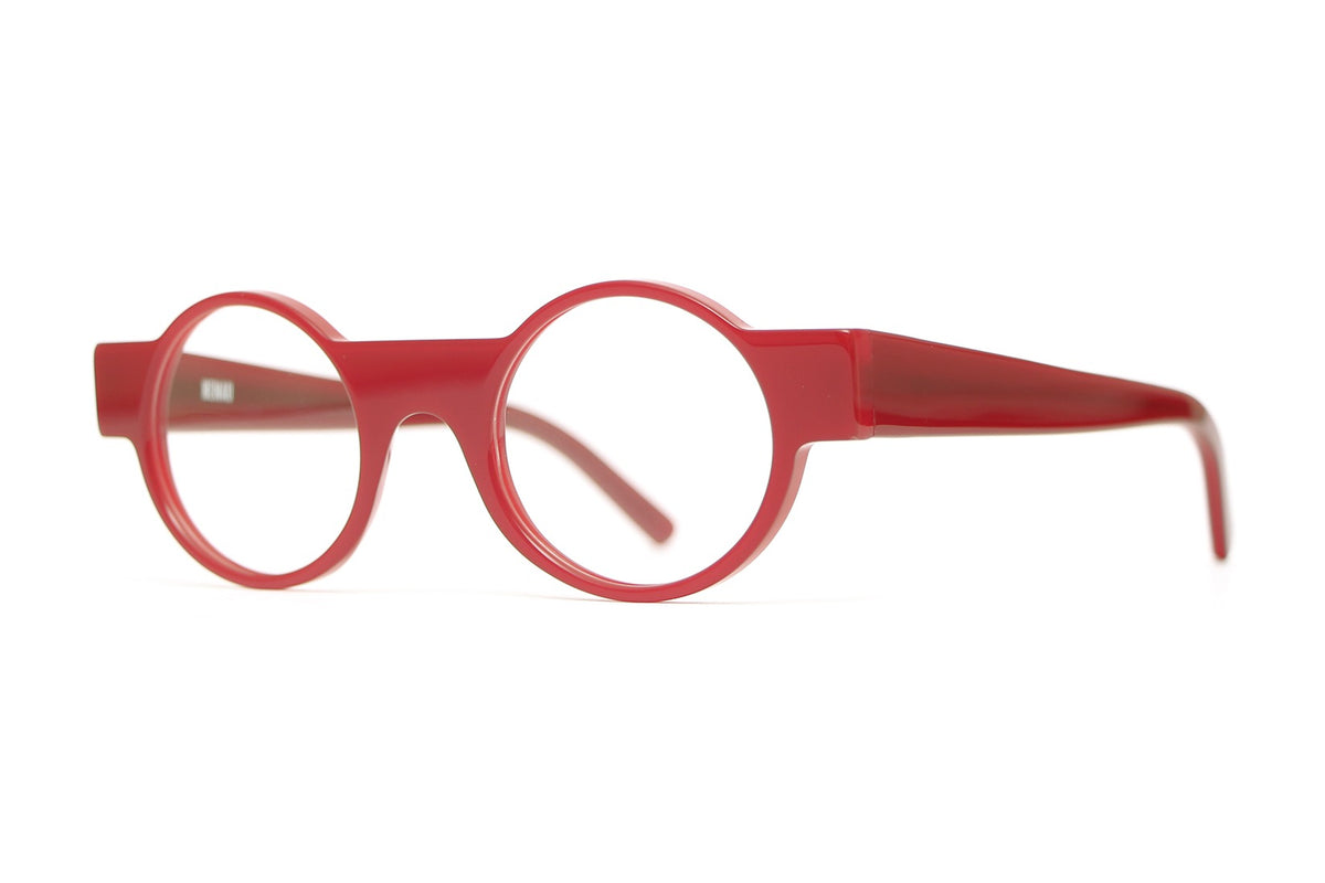Henau Odorono Coral Red eyeglasses, angled view
