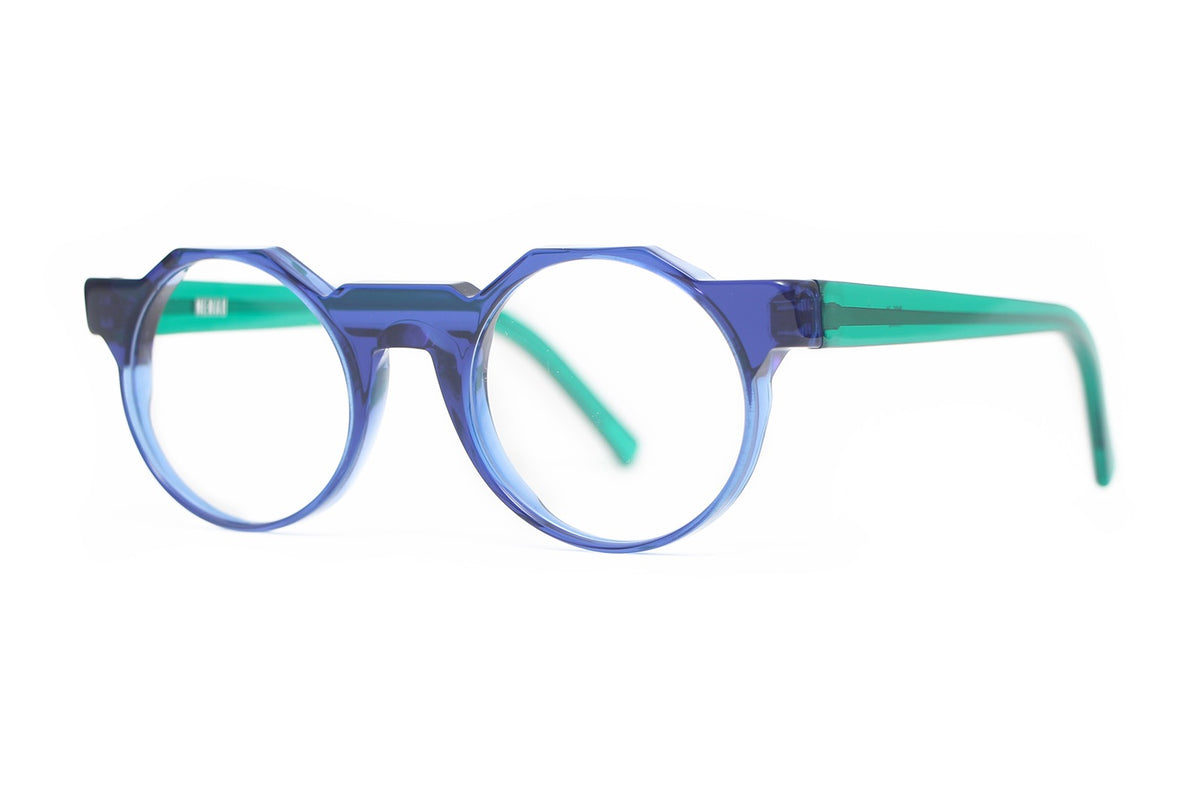 Henau Orlono Blue Crystal eyeglasses, angled view