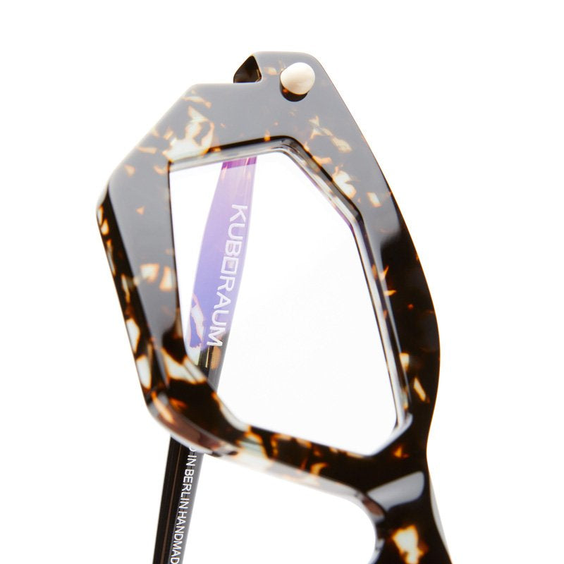 KUBORAUM Maske P14 Grey Yellow Havana eyeglasses, temple detail