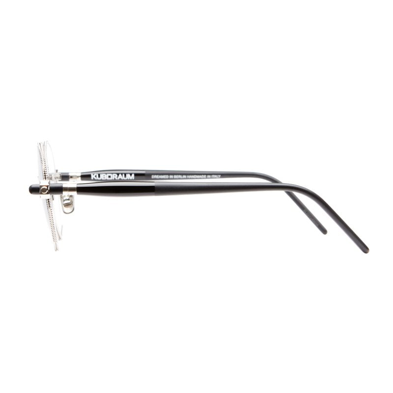 KUBORAUM Maske P71 Silver Black eyeglasses, angled view