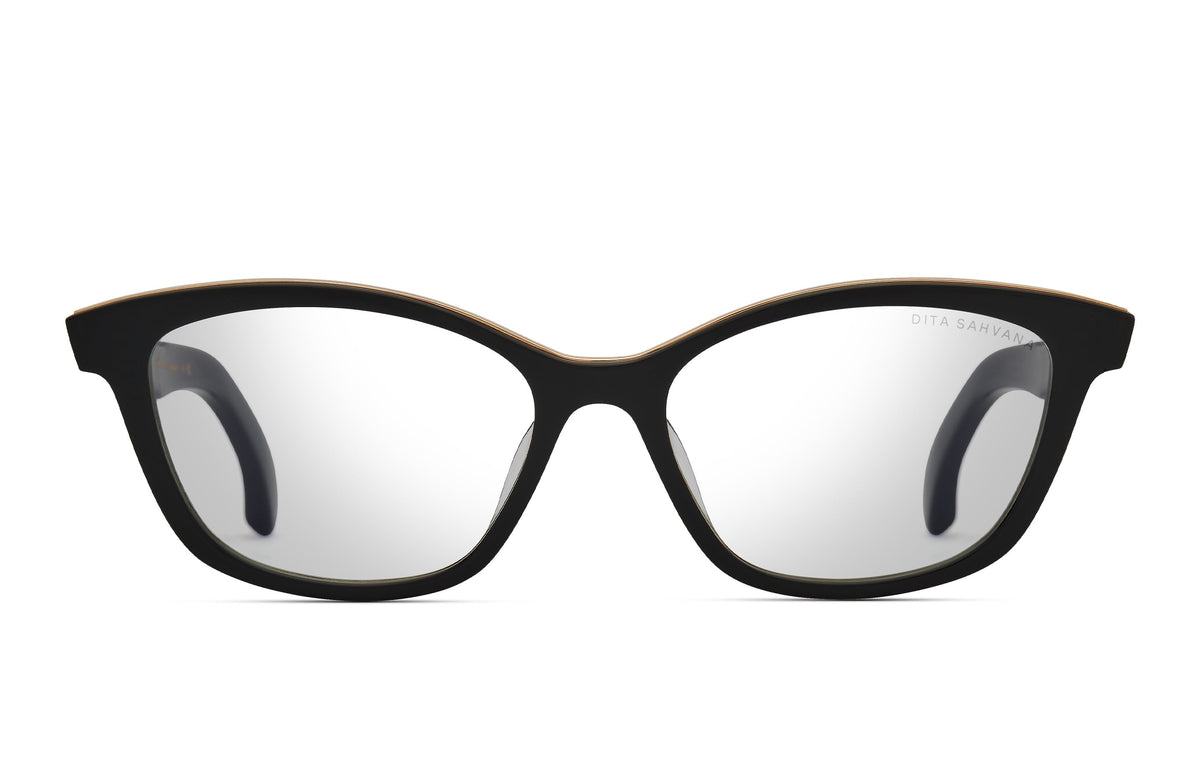 DITA Sahvana Black Glass / White Gold eyeglasses, front view
