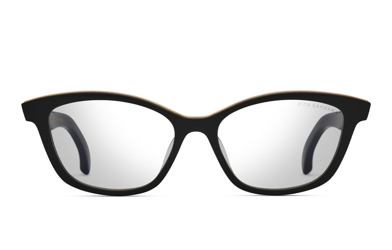 DITA Sahvana Black Glass / White Gold eyeglasses, front view