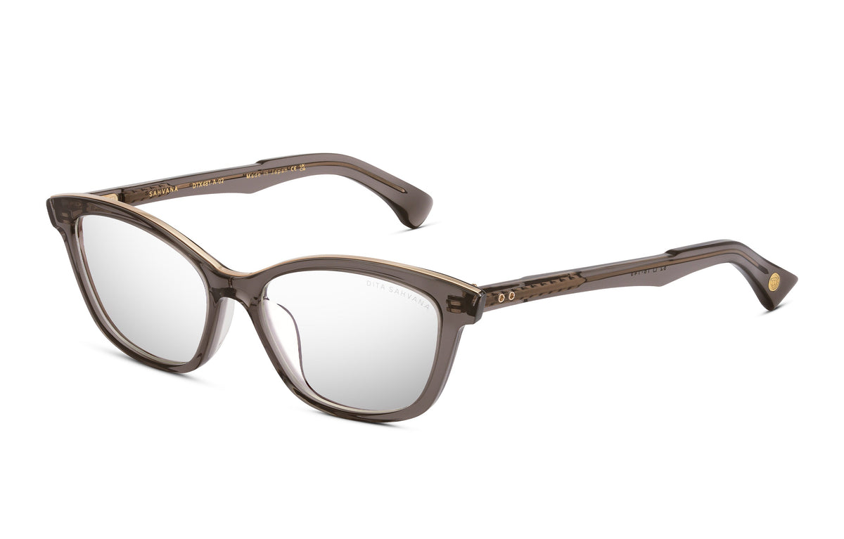 DITA Sahvana Crystal Mineral Grey / White Gold eyeglasses, angled view